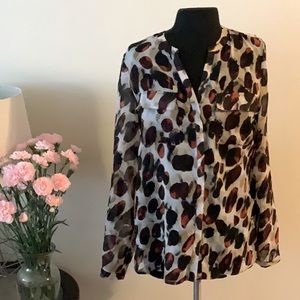 Covington leopard Silky Blouse M